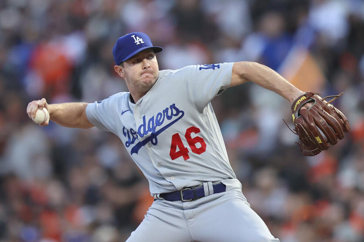 Corey Knebel pitches against the San Francisco Giants during Game 5 of the NLDS on Thursday.