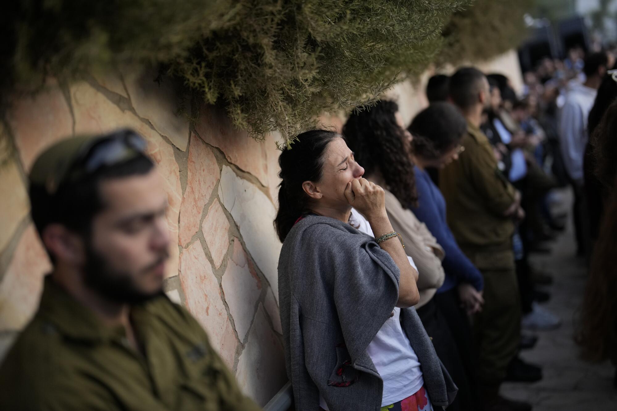 Mourners at funeral of Israeli soldier