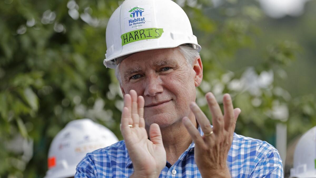 Republican congressional candidate Mark Harris at a Habitat For Humanity building event in Charlotte, N.C., in September.