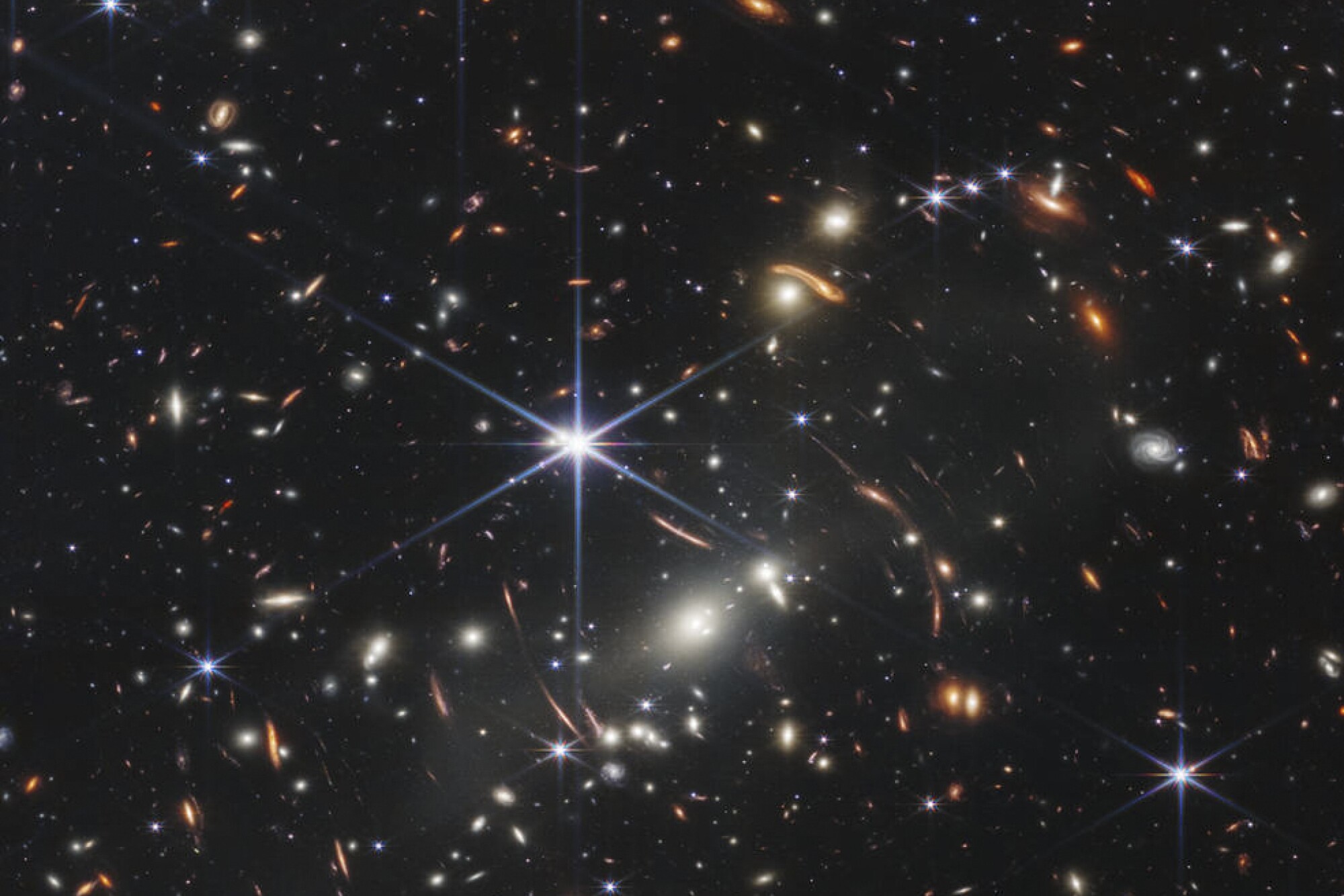 This image provided by NASA on Monday, July 11, 2022, shows galaxy cluster SMACS 0723