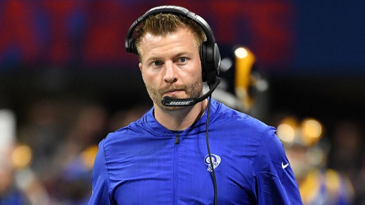 Rams coach Sean McVay paces the sidelines Feb. 3 during Super Bowl LIII in Atlanta.