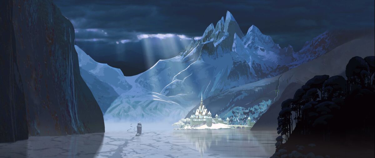 Concept art from Walt Disney Animation Studio's upcoming movie "Frozen." The film introduces Arendelle, a kingdom trapped in eternal winter.