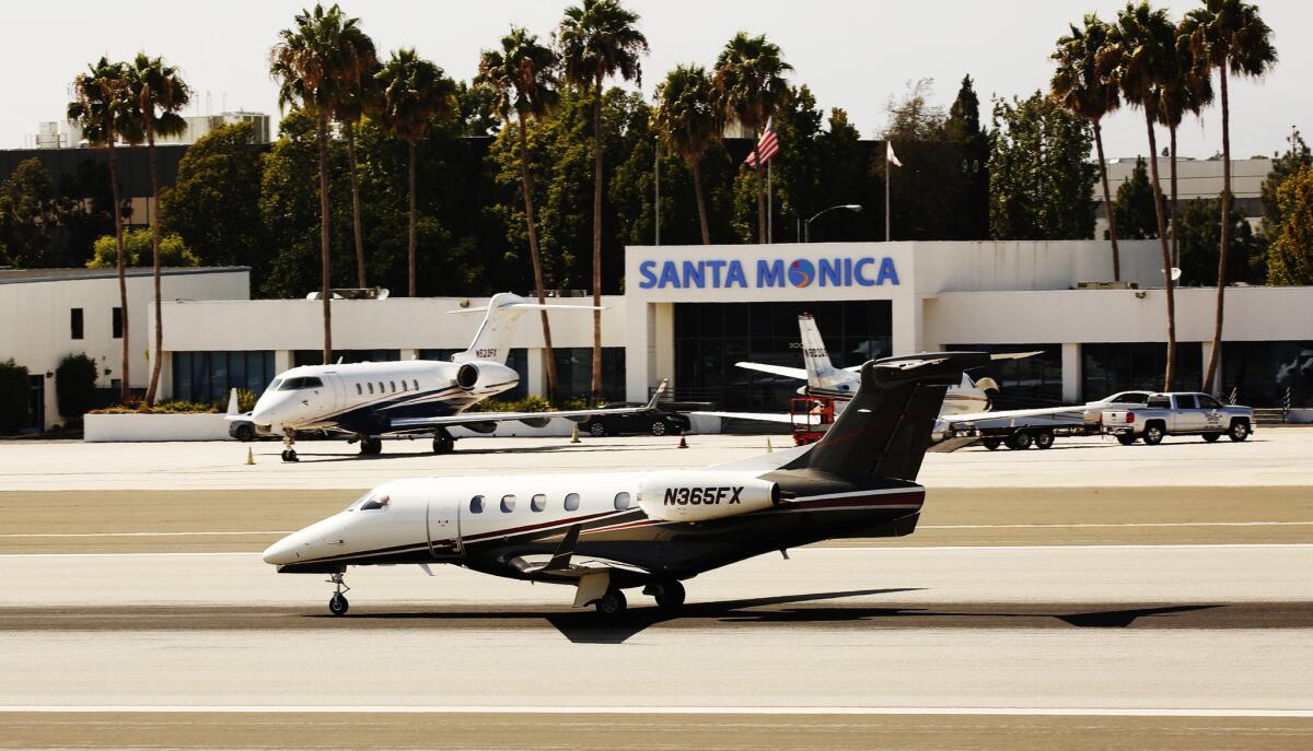 Jets and small aircrafts at Santa Monica Airport in Santa Monica, Calif. on August 31, 2016.