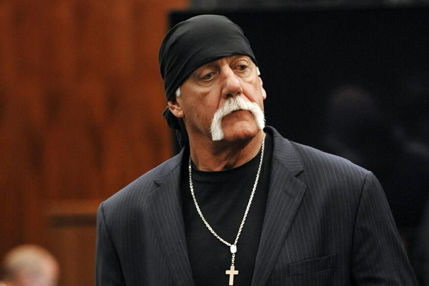 Hulk Hogan in court during a break in his trial against Gawker Media in St. Petersburg, Fla., in March.