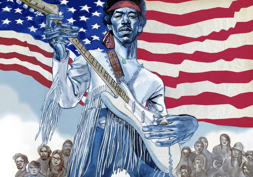 Jimi Hendrix at Woodstock on Aug. 18, 1969.