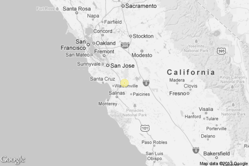 Map Of Gilroy California Earthquake: Magnitude 3.0 quake strikes near Gilroy   Los Angeles 