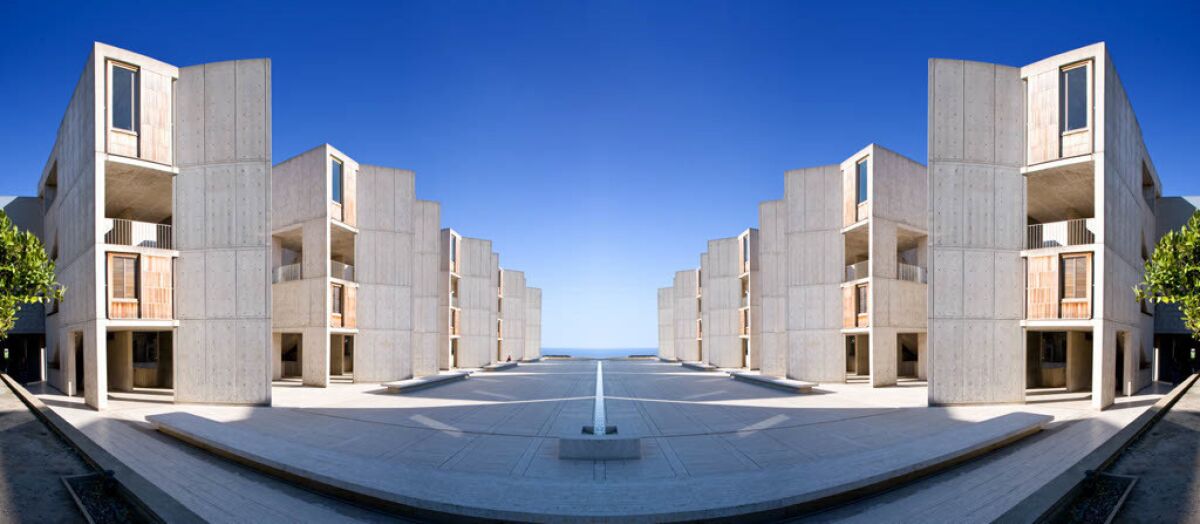 The Salk Institute in La Jolla, a scientific research lab designed by architect Louis Kahn for Jonas Salk, and completed in 1965. (Salk Institute)