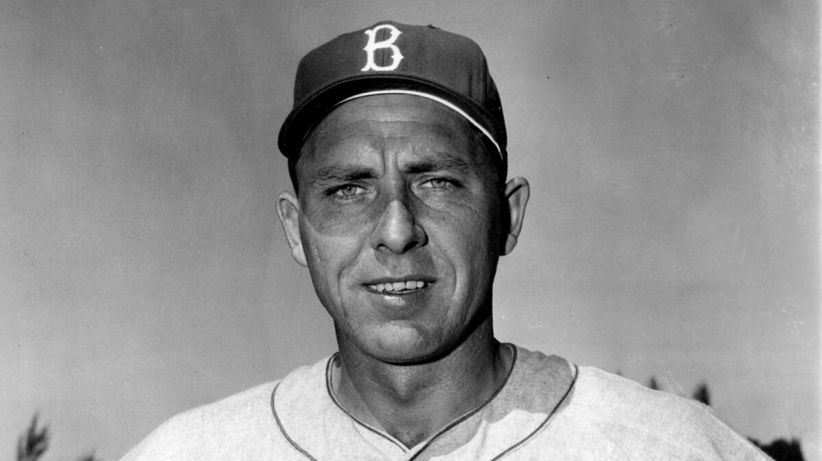 Gil Hodges of the Brooklyn Dodgers during spring training in Vero Beach, Fla., in March 1956.