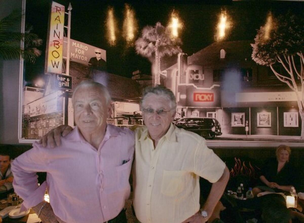 Music industry executive Bob Greenberg, left, with brother Jerry at their restaurant in Las Vegas in 2005. They were partners in the music business as well, with Jerry on the East Coast and Bob on the West Coast for various record labels. Bob Greenberg died Friday.