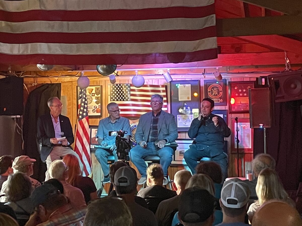 Encinitas mayoral candidates Jeff Morris, Tony Kranz and Michael Blobe.