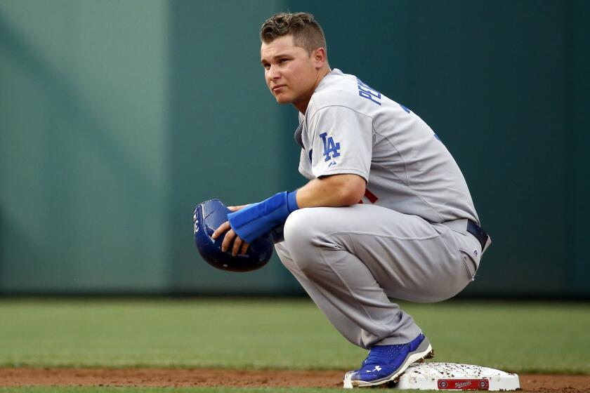 Dodgers center fielder Joc Pederson has been slumping lately.