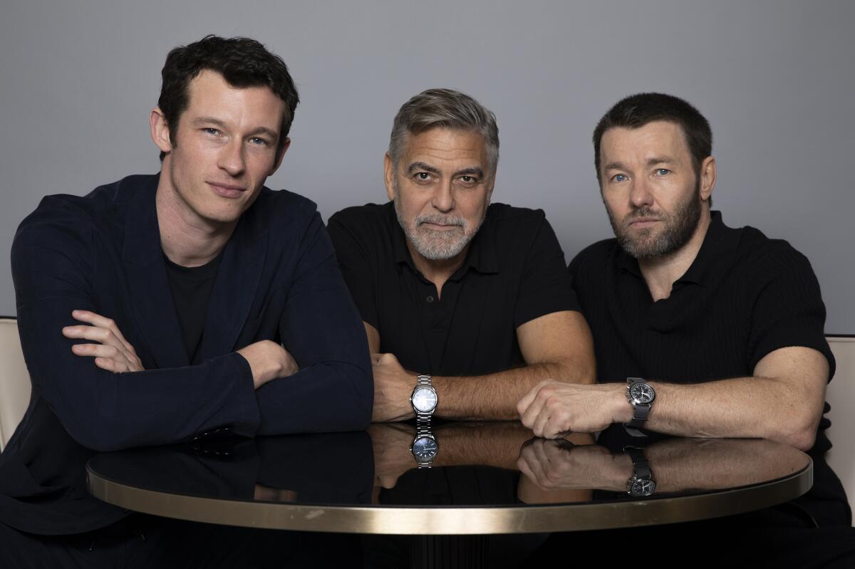 Callum Turner, from left, George Clooney and Joel Edgerton.