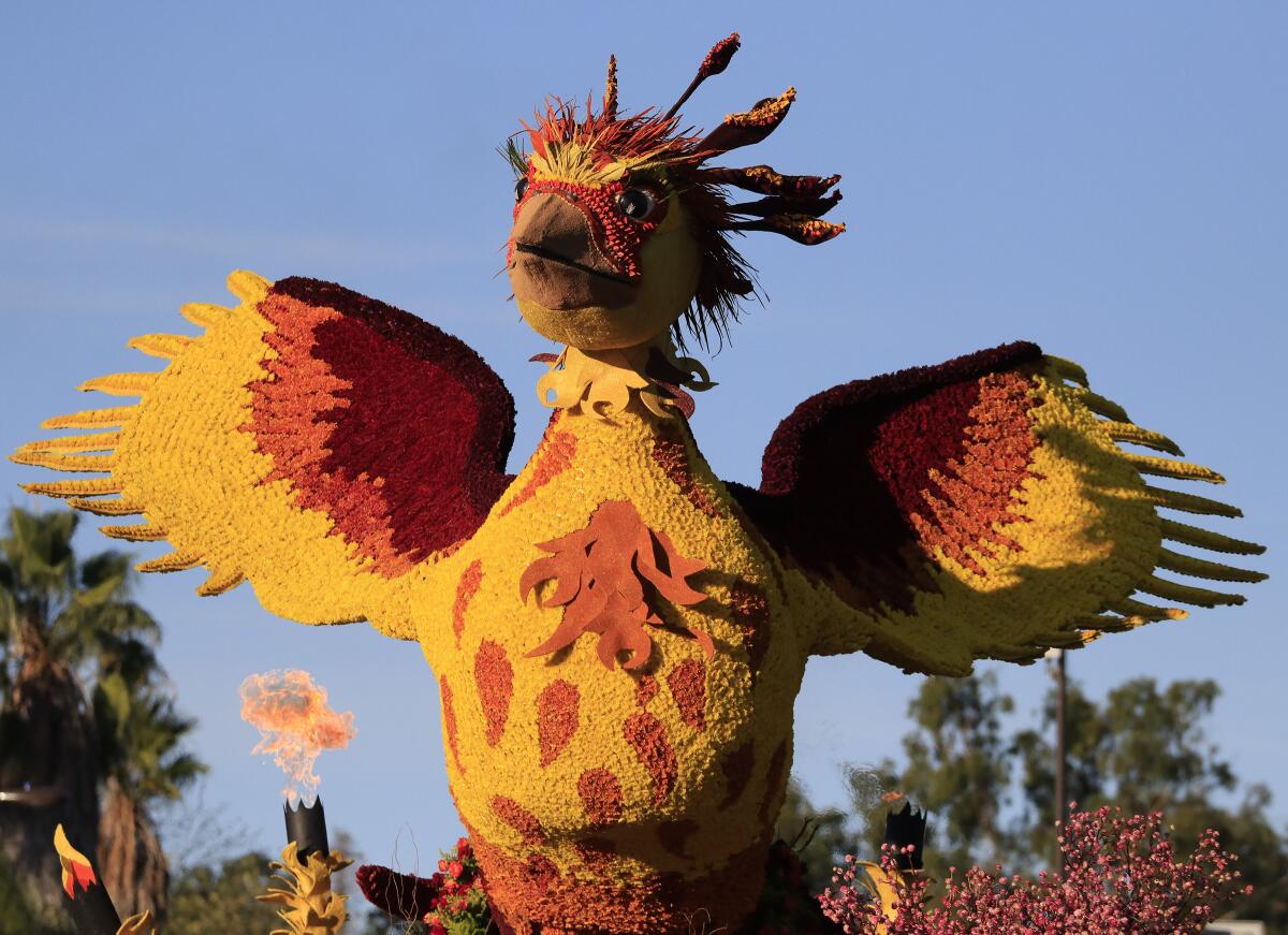 The city of Burbank's Rose Parade float, a phoenix 