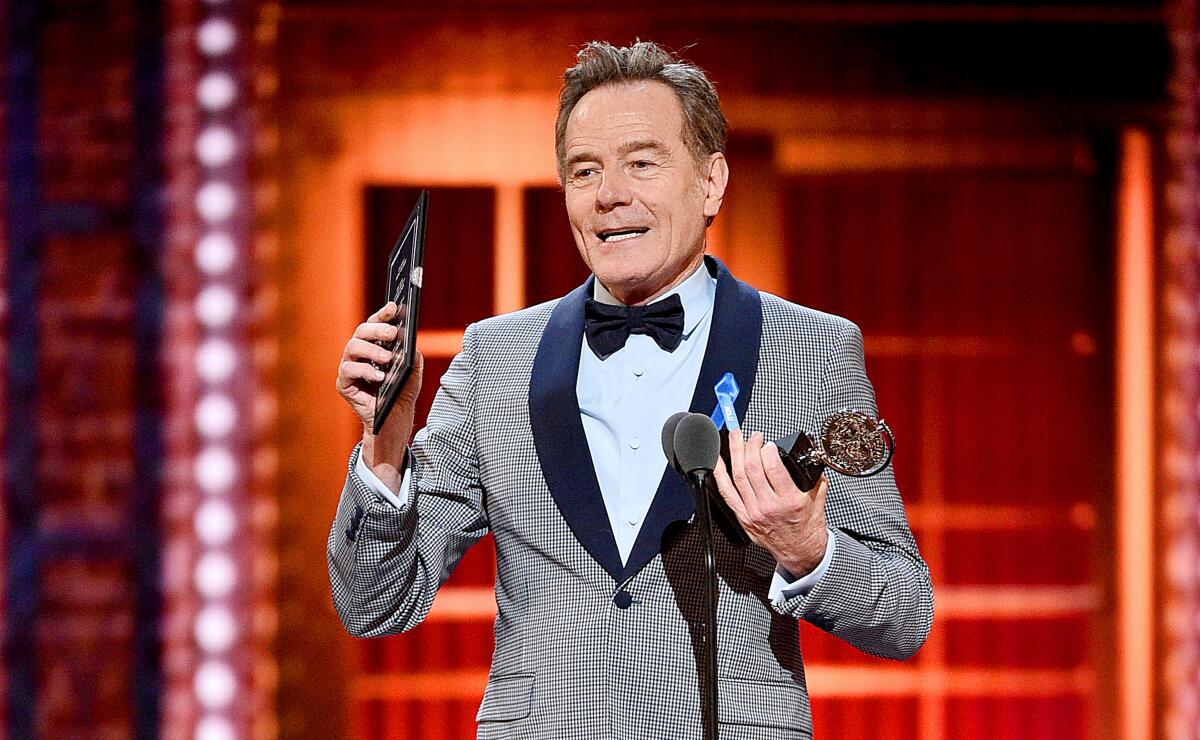 Bryan Cranston, pictured accepting his Tony Award for "Network," will make his stage directorial debut at the Geffen Playhouse.