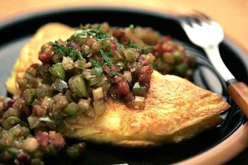 Make a variation on classic chile verde by using tomatillos in a sauce for a fluffy omelet made with panela cheese (a fresh Mexican cheese that softens to rich creaminess when heated).