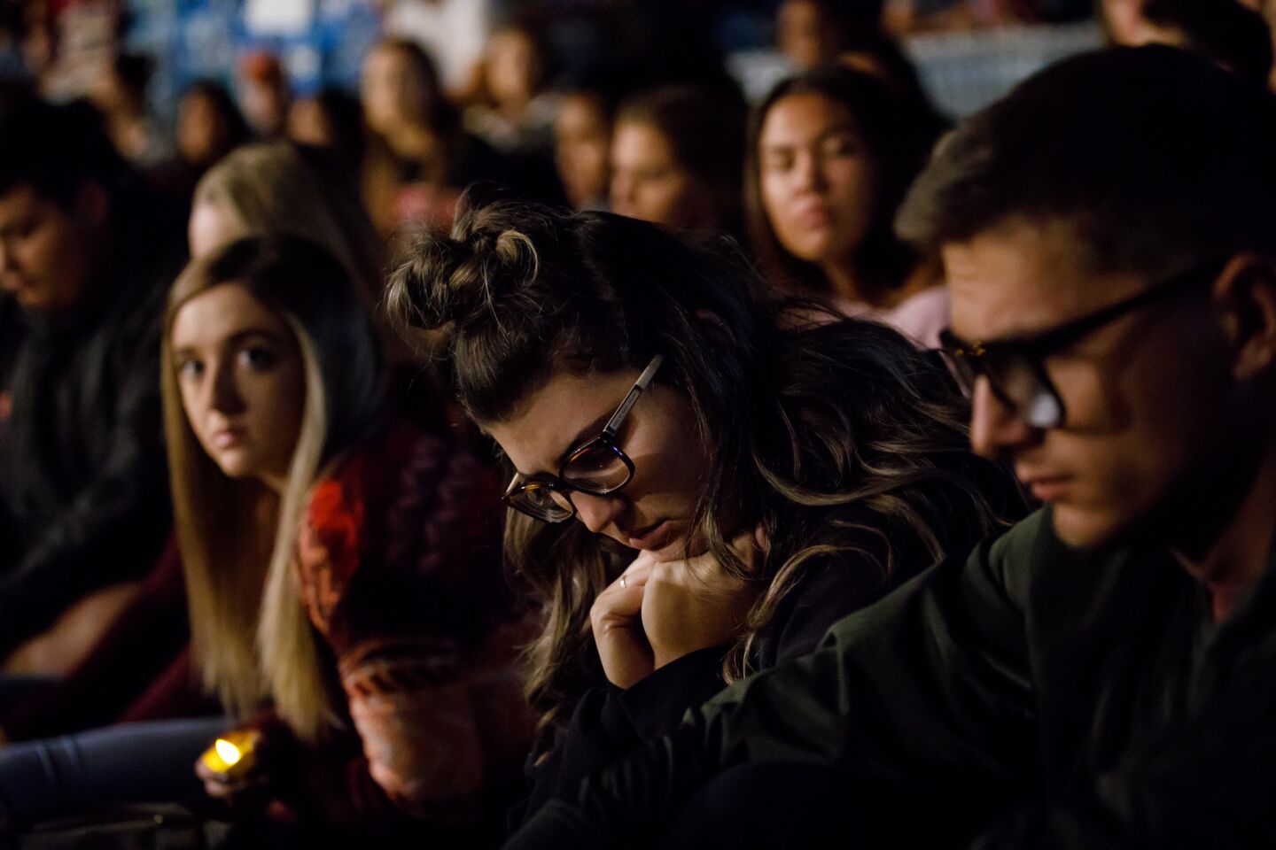 University of Nevada, Las Vegas, students attend a candlelight vigil for the shooting victims.