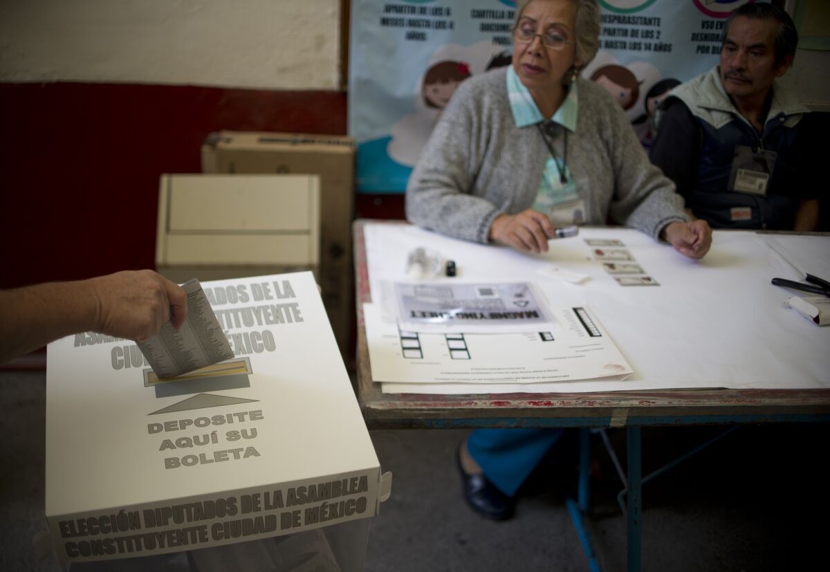 A polling place in Mexico City on June 5, 2016. The results of the local elections are widely viewed as a broad rejection of the ruling Institutional Revolutionary Party.