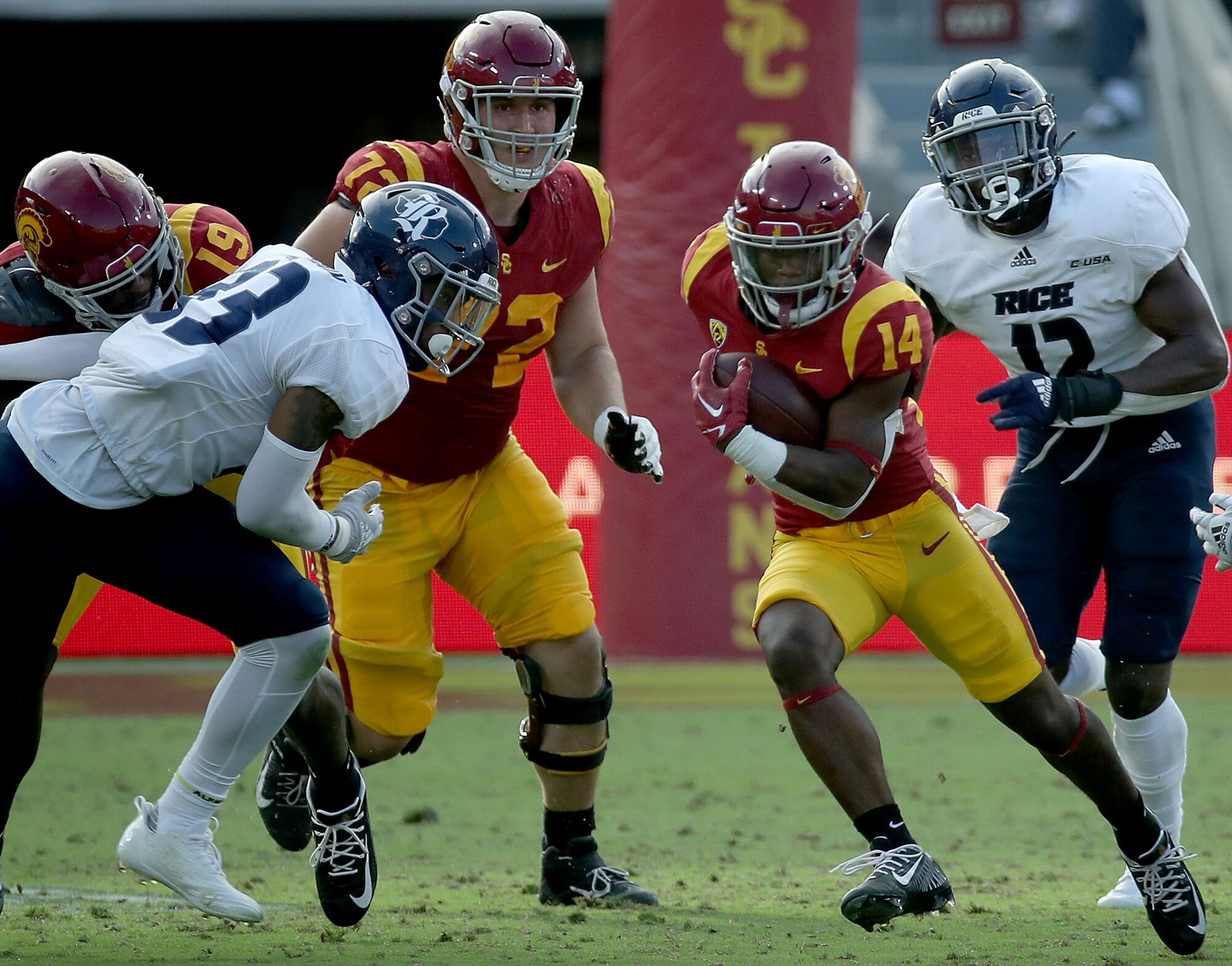 USC running back Raleek Brown carries the ball during a win over Rice at the Coliseum on Sept. 3.