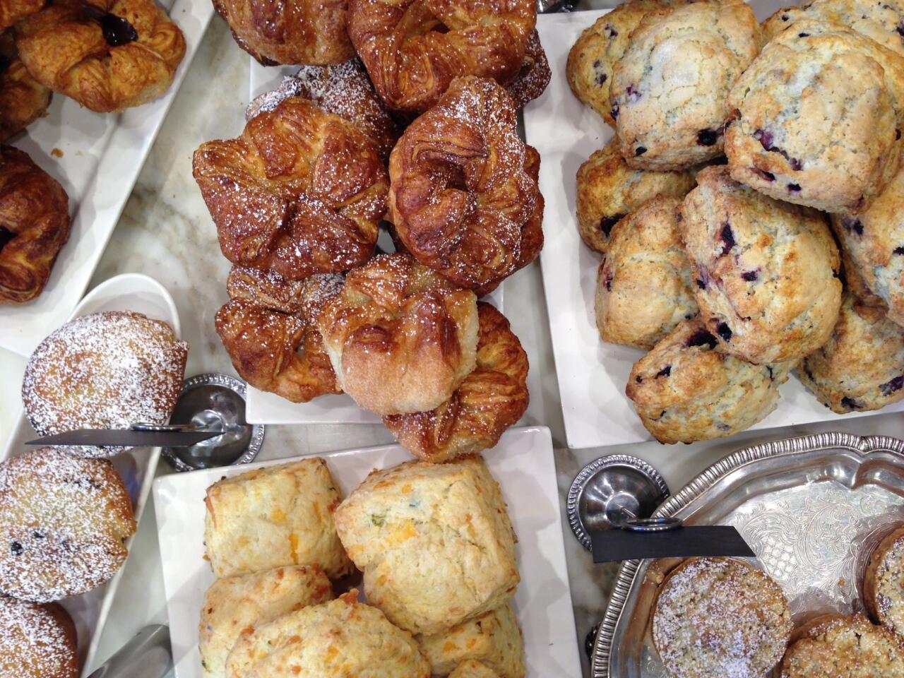 Viennoiserie and morning pastries at b. patisserie in San Francisco. Check out the kouign amann second from left at top.