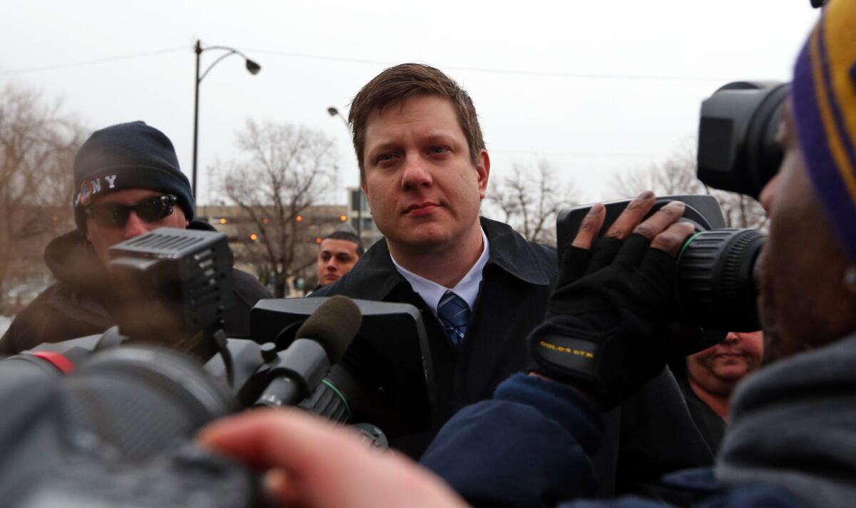 Chicago police Officer Jason Van Dyke arrives at the Leighton Criminal Court Building for his arraignment hearing Dec. 29, 2015.