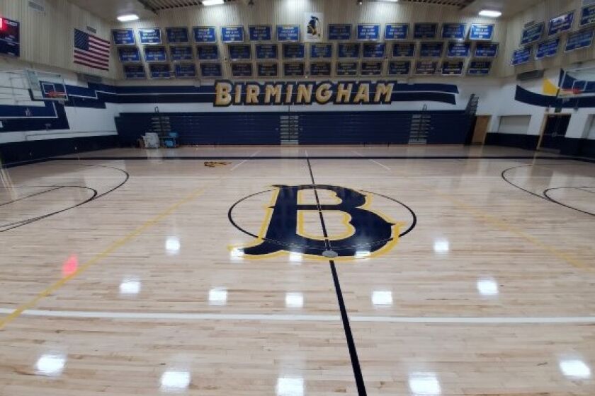 Birmingham has a new gym floor waiting to be used by basketball players when COVID-19 safety protocols allow it.