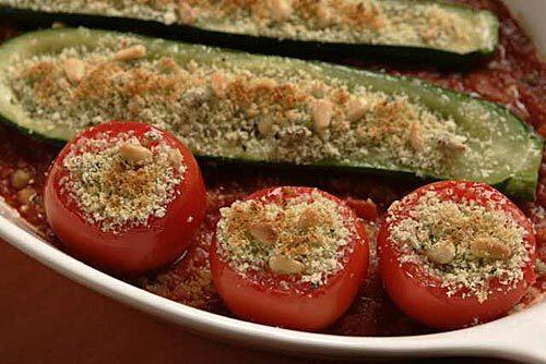 Stuffed zucchinis and tomatoes