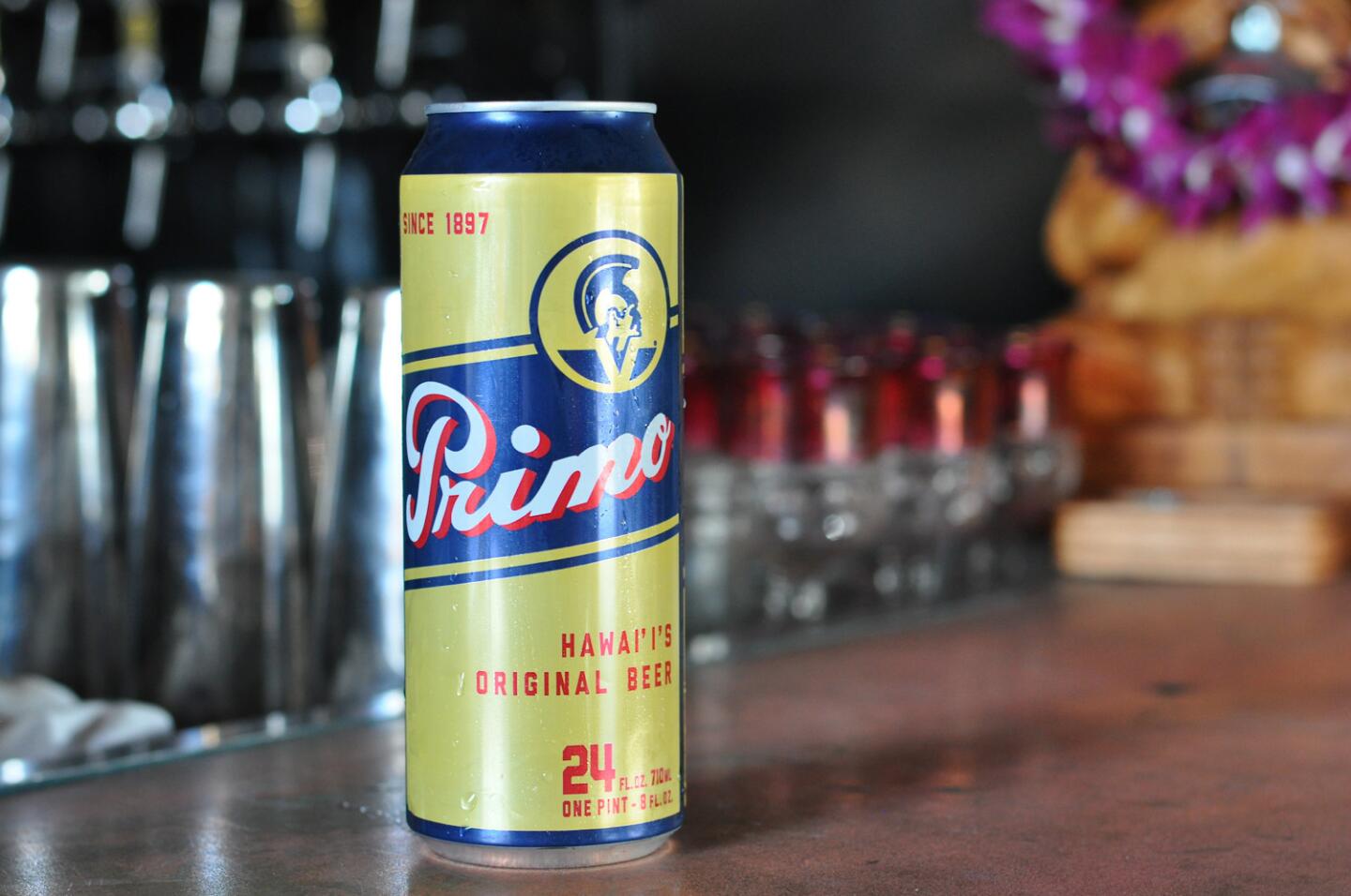 A 24-ounce can of Primo beer is offered at the bar at A-Frame.