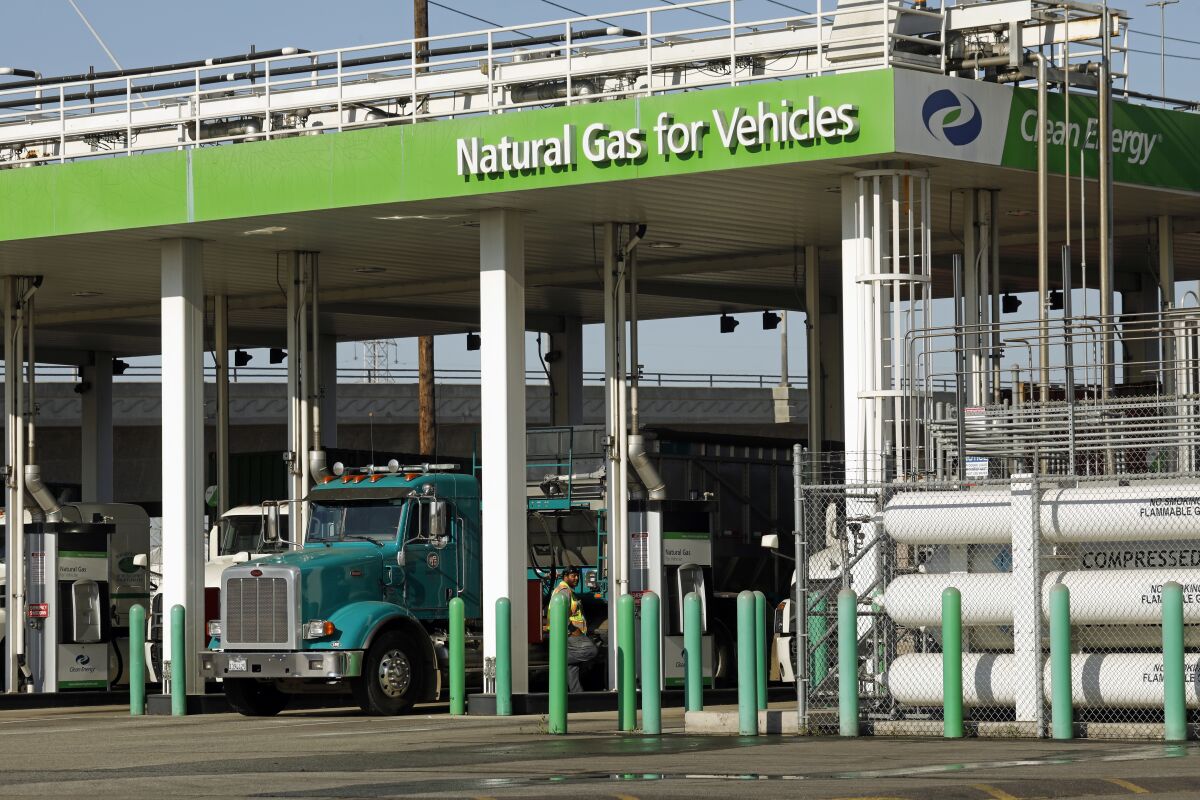 A natural gas fueling station operated by Clean Energy Fuels Corp. in L.A.'s Wilmington neighborhood