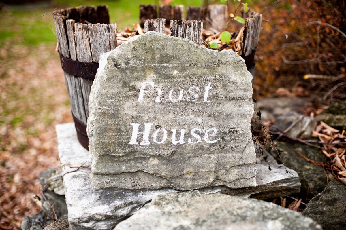 The marker for the Robert Frost Stone House Museum in Shaftsbury, Vermont