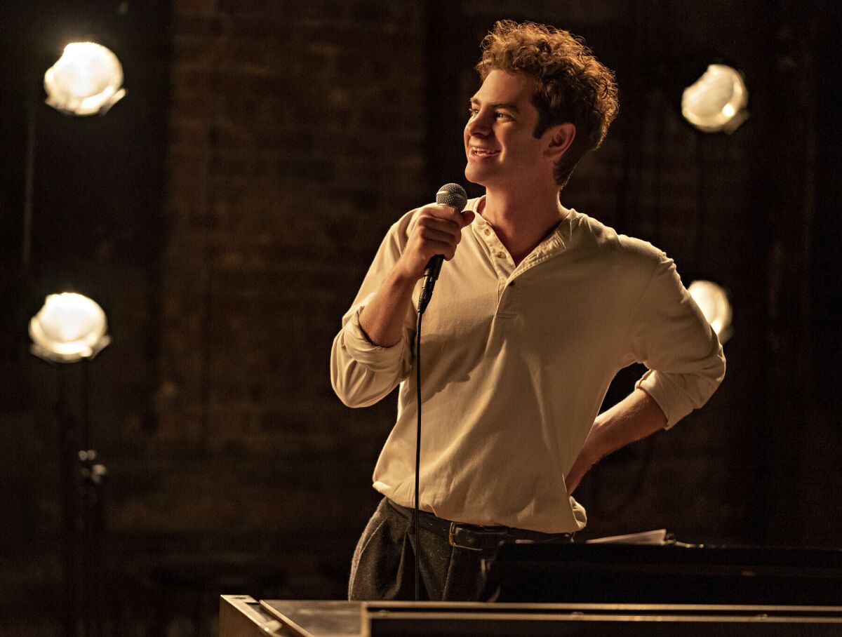This image released by Netflix shows Andrew Garfield in a scene from "Tick, Tick...Boom!" (Macall Polay/Netflix via AP)