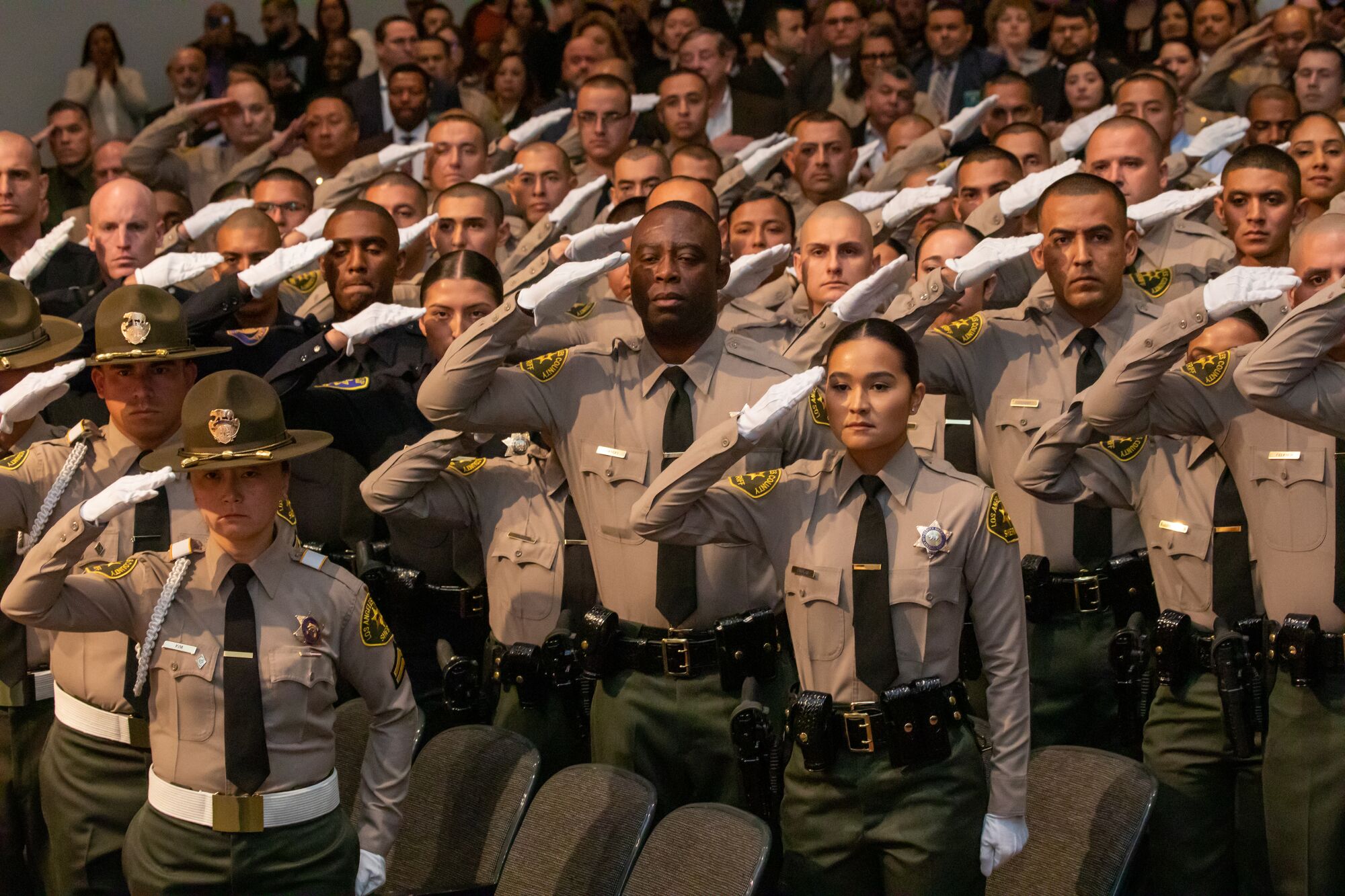 Los Angeles County Sheriff Academy Class 464 graduates take oath of allegiance at graduation ceremony 