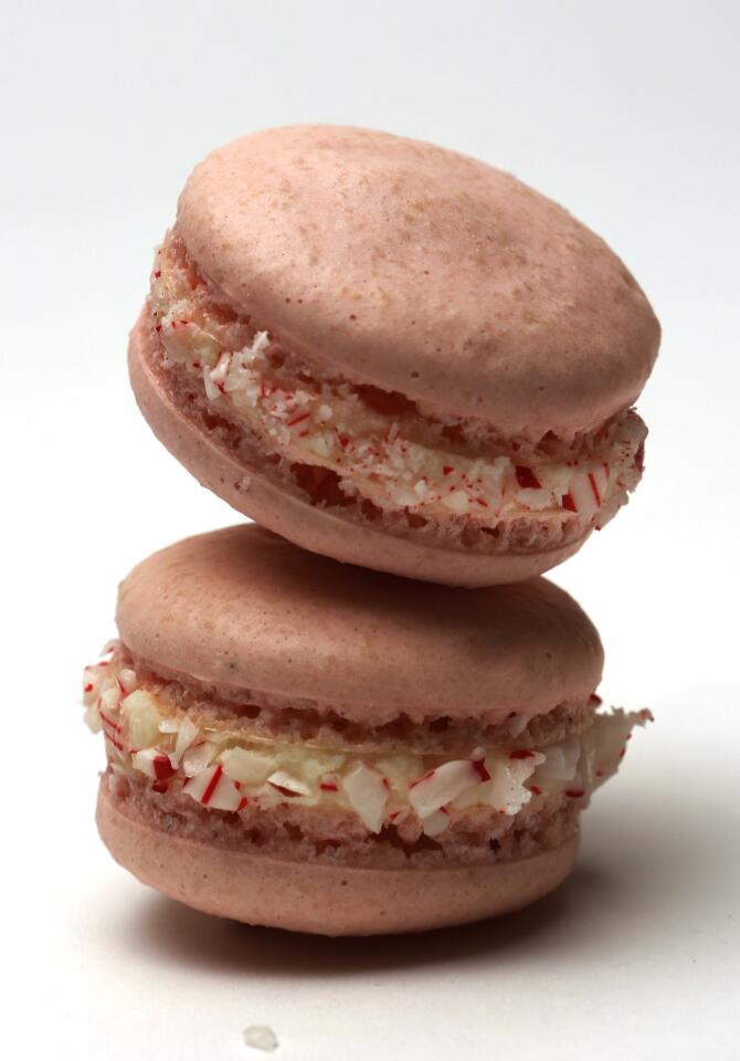 Macarons filled with white chocolate peppermint ganache