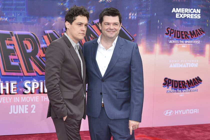 FILE - Phil Lord, left, and Christopher Miller arrive at the world premiere of "Spider-Man: Across The Spider-verse" on Tuesday, May 30, 2023, at the Regency Village Theatre in Los Angeles. (Photo by Richard Shotwell/Invision/AP, File)