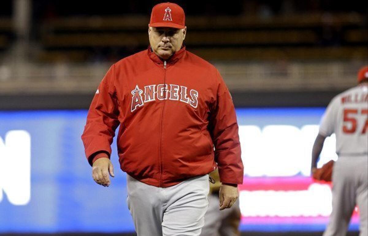 Manager Mike Scioscia and the Angels will have to wait for another game to try to collect their fifth victory of the season.