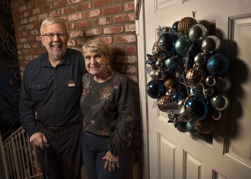 Film critic Leonard Maltin and his wife, Alice, are shown at their Sherman Oaks home.
