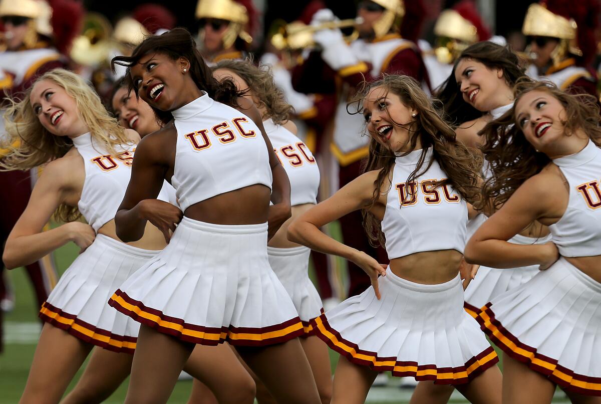 USC Song Girls perform during a football game in 2015 