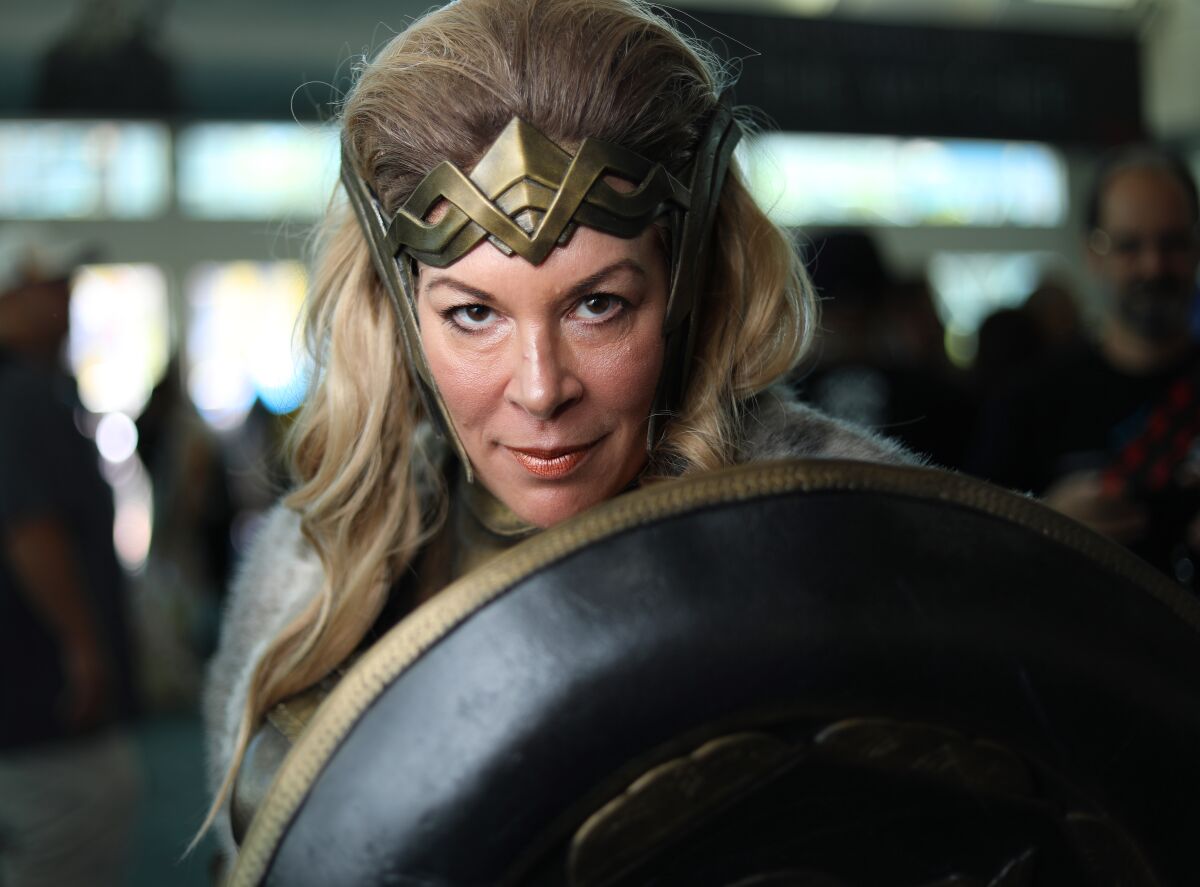 Russell Arons of Los Angeles dressed as Queen Hippolyta at Comic-Con International in San Diego on Thursday.