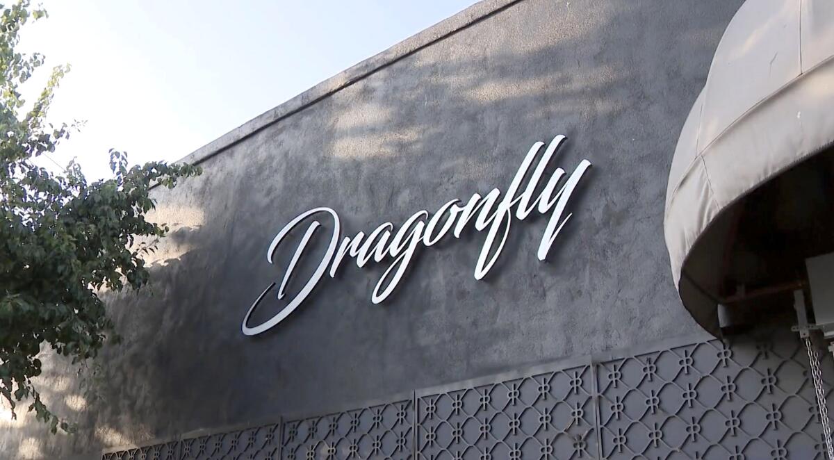 A sign for the Dragonfly nightclub in Hollywood.