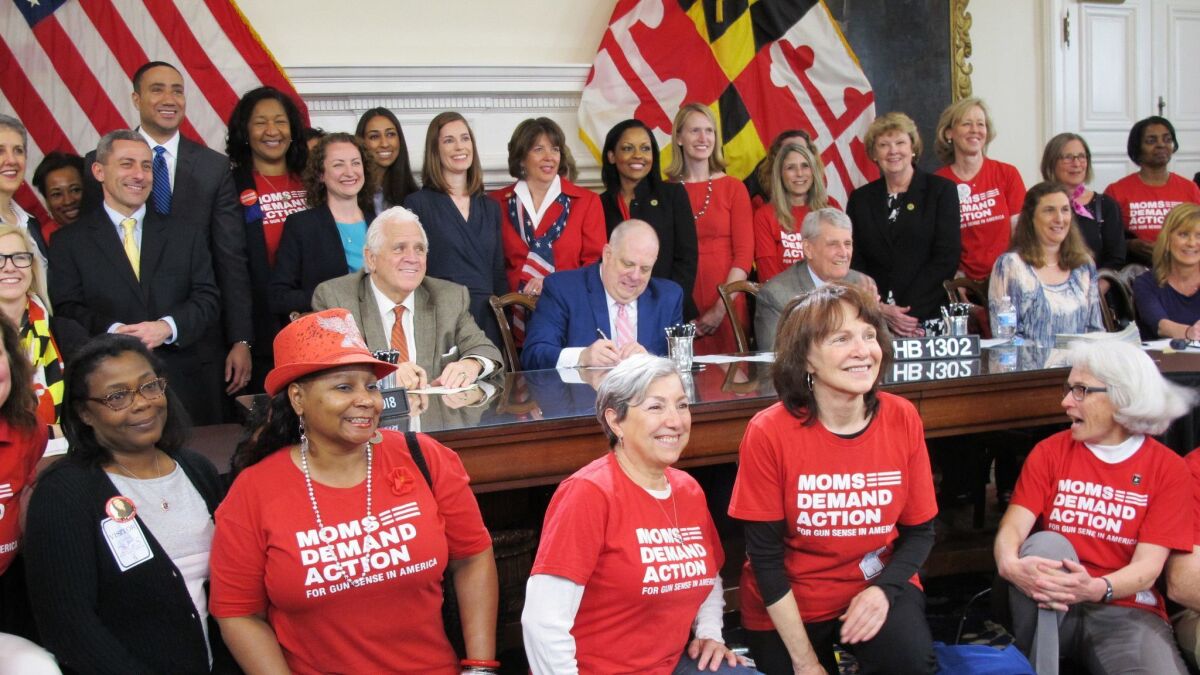 Maryland Gov. Larry Hogan signs a "red flag" law into effect in April.