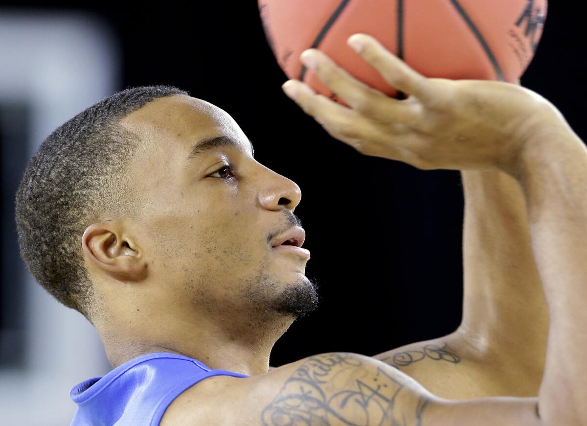 UCLA guard Norman Powell practices Thursday before the South Regional semifinal game in Houston.