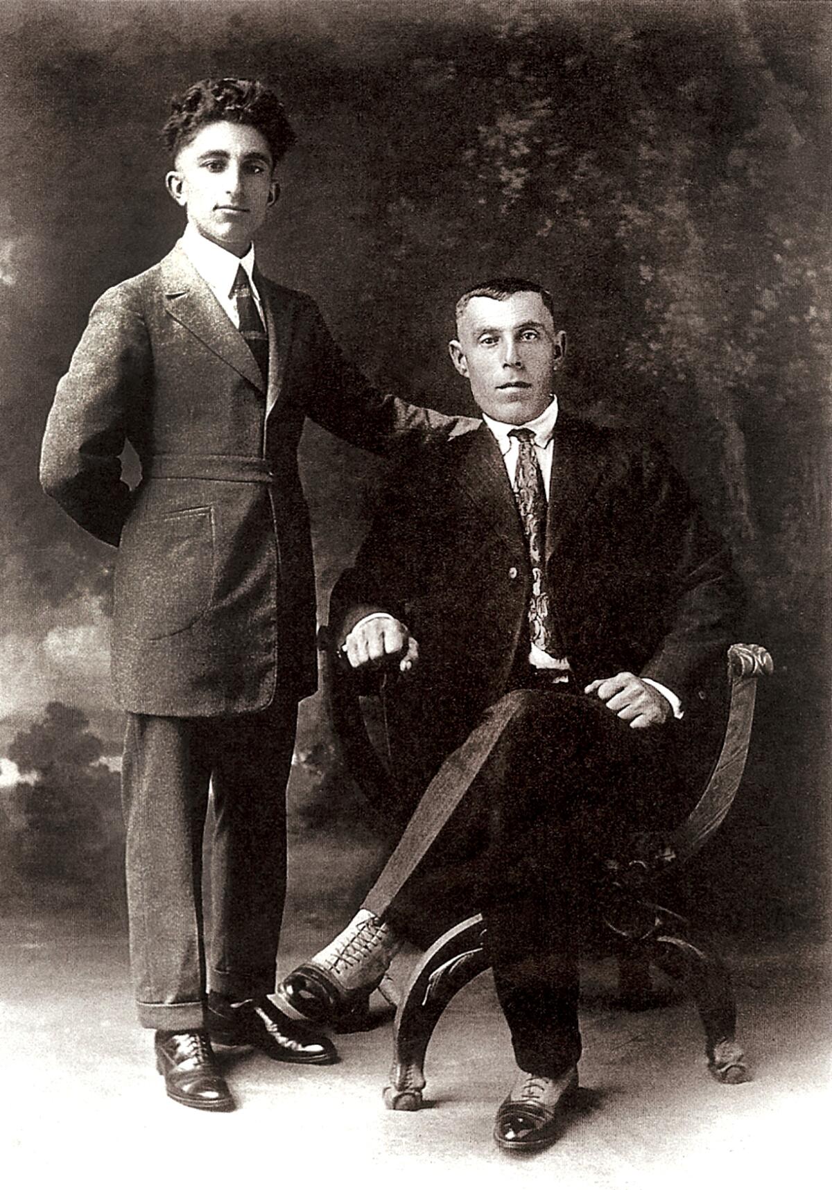 Aram Arax, standing, with Yervant Janigian shortly after they arrived in Fresno, Calif. in 1920.