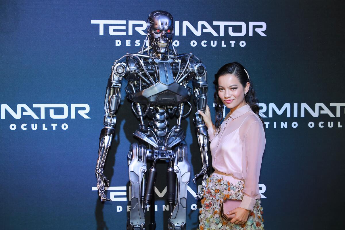 Natalia Reyes durante un evento promocional de "Terminator: Dark Fate" en la Ciudad de México.