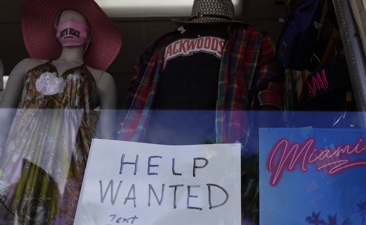 A "help wanted" sign in Florida.