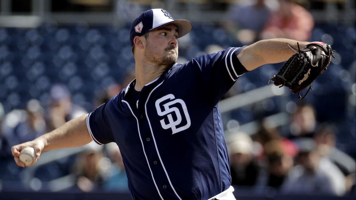 Padres pitcher Jacob Nix pitches against the White Sox earlier this spring.
