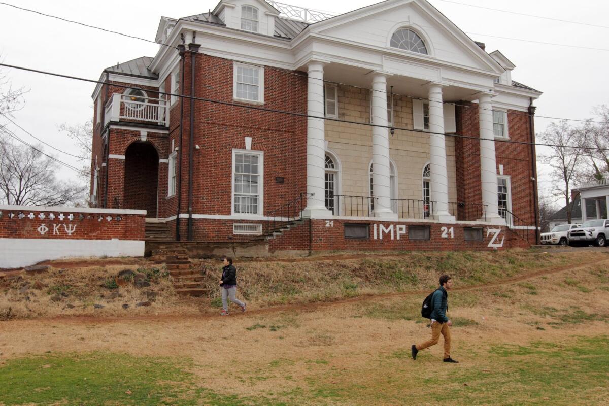 The Phi Kappa Psi fraternity house on the University of Virginia campus in December 2014.