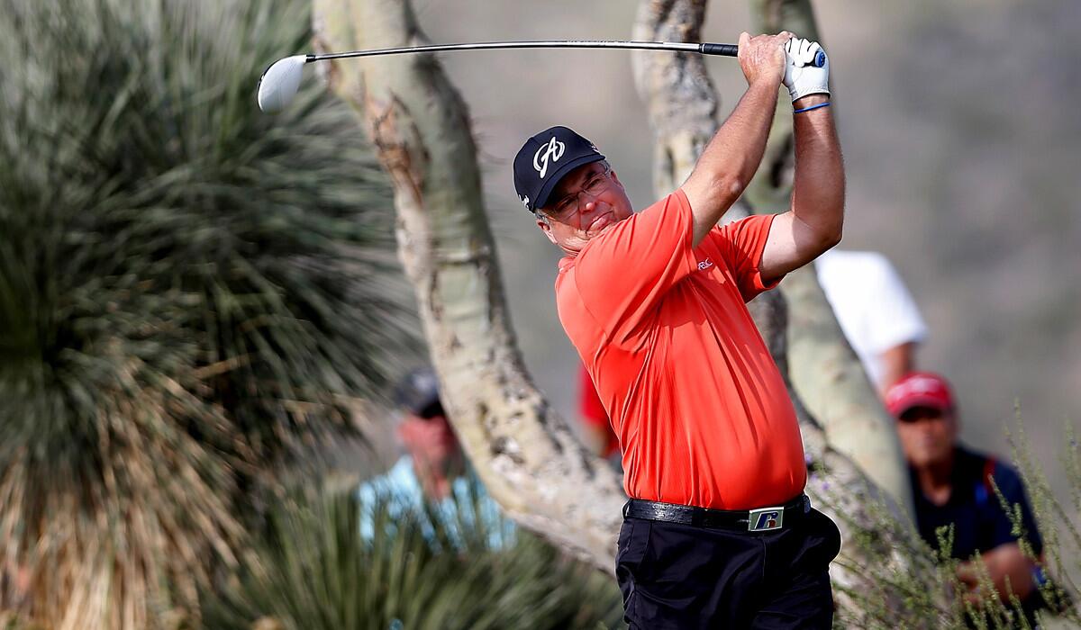 Kenny Perry hits his tee shot on the 15th hole during third round of the Charles Schwab Cup Championship on Saturday.