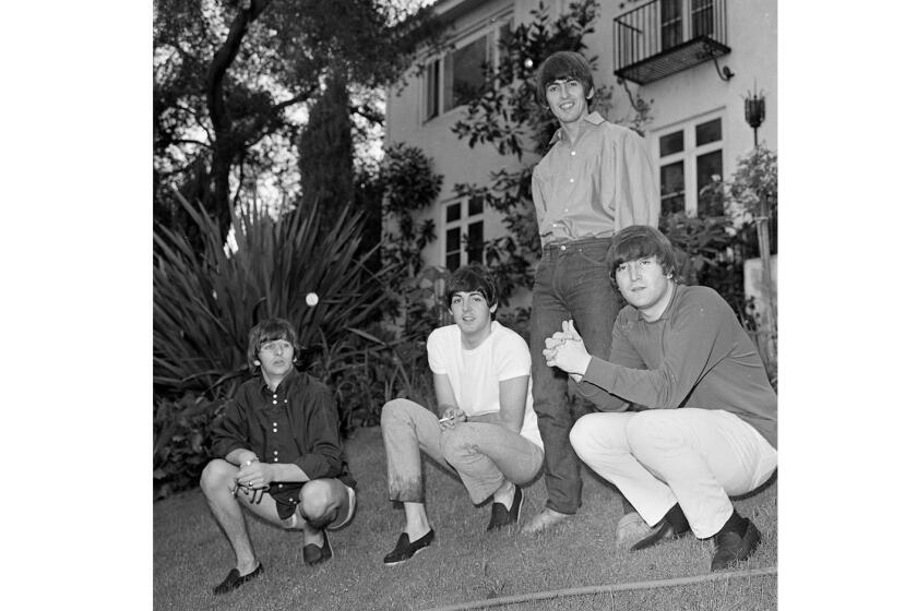 The Beatles in 1964 in Los Angeles. Ringo Starr is at left.
