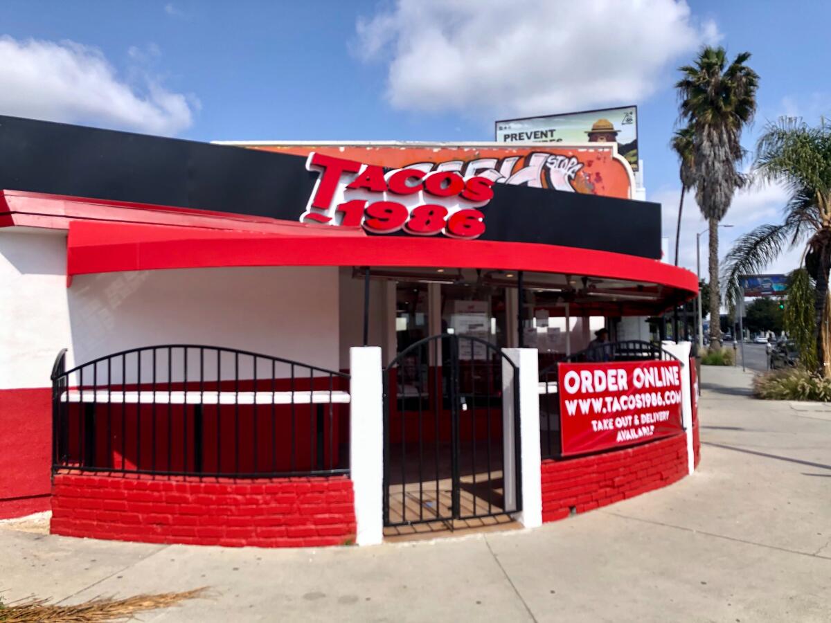 The newest location of Tacos 1986 on Beverly Boulevard opened for takeout and delivery on Wednesday.