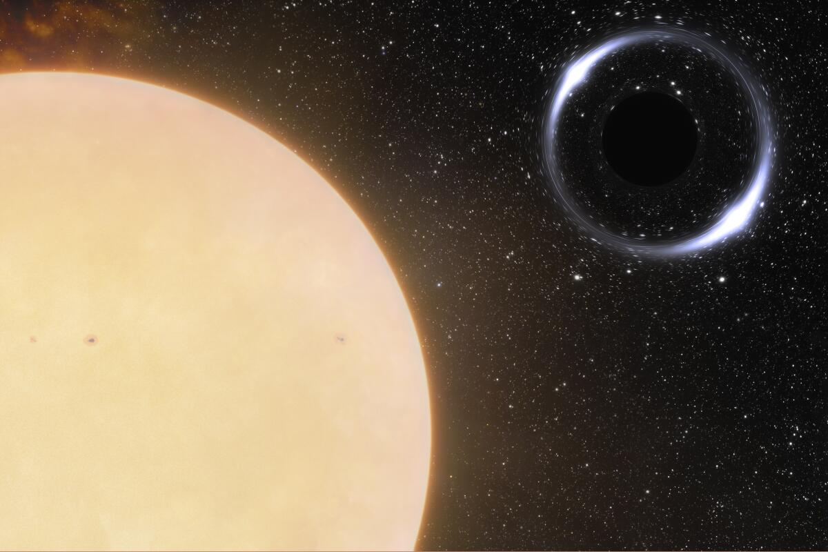 This illustration depicts the closest black hole to Earth and its sun-like companion star. 