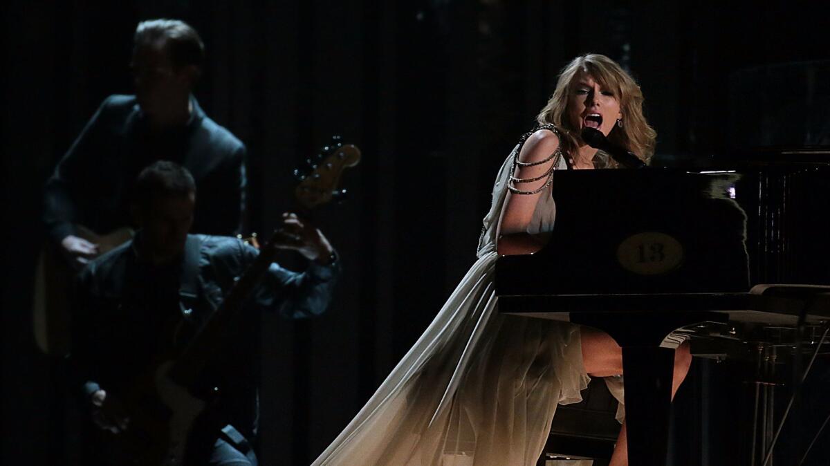 Taylor Swift performs at the Grammy Awards in 2014.